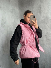 Load image into Gallery viewer, Womens Button Puffer Gilet Waistcoat Winter Vest Long Bodywarmer - Pink