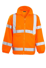Load image into Gallery viewer, Mens Hi Vis Fleece Full Zip Warm 2 Side Reflective Jacket - Orange