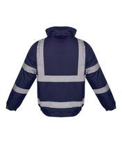 Load image into Gallery viewer, Hi Vis Visibility Bomber Workwear Security Hooded Waterproof Jacket - Navy
