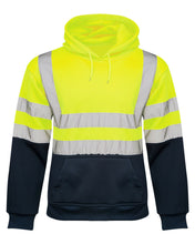 Load image into Gallery viewer, Mens 2 Tone No Zip Hi Vis Sweatshirt Tape Band Pull Over - Yellow