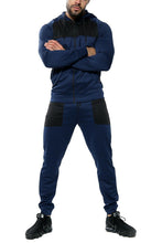 Load image into Gallery viewer, Mens Tracksuit Zip Up Hoodie Slim Fit Pants Set - Navy/Black (AV20-V)