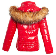 Load image into Gallery viewer, Womens Ladies Puffer Jacket Wet Look Faux Fur Coat - Red