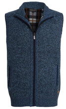 Load image into Gallery viewer, Mens Zip Up Knitted Bonded Fur Line Warm Sleeveless Vest - Blue