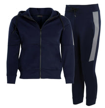 Load image into Gallery viewer, Mens Tracksuit Zip Up Hoodie Slim Fit Pants Set - Navy Panel
