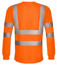 Load image into Gallery viewer, Hi Vis Viz Visibility Long Sleeve Round Neck T-Shirt Polo Safety Work Shirts - Orange