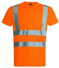 Load image into Gallery viewer, Hi Vis Viz Visibility Short Sleeve V Neck T-Shirt Polo Safety Work Shirts, Orange