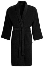 Load image into Gallery viewer, Unisex Luxury Egyptian Cotton Terry Towelling Gown - Black ( Shawl Collar Bath Robe )
