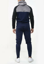 Load image into Gallery viewer, Mens Tracksuit Zip Up Hoodie Slim Fit Pants Set - Navy/Grey/Black