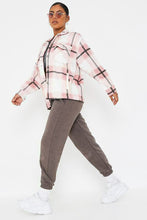 Load image into Gallery viewer, Womens Check Fleece Casual Oversize Shacket - Pink