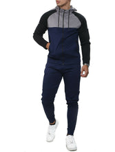 Load image into Gallery viewer, Mens Tracksuit Zip Up Hoodie Slim Fit Pants Set - Navy/Grey/Black