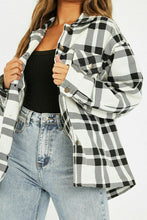 Load image into Gallery viewer, Womens Check Fleece Casual Oversize Shacket - Black/White
