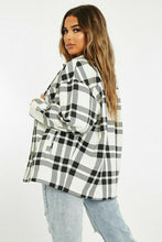 Load image into Gallery viewer, Womens Check Fleece Casual Oversize Shacket - Black/White
