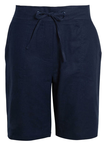 Shelikes Ladies Summer Holiday Linen Comfort Stone Shorts - Navy