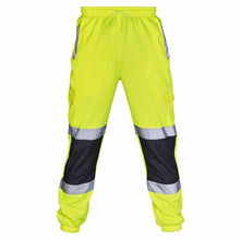 Load image into Gallery viewer, Mens Hi Vis Viz 2 Tone Jogging Bottoms Combat Trousers - Yellow/Navy
